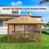 13 x 13FT Patio Pop-Up Gazebo 2-Tier Outdoor Instant Canopy Tent with UV50+ Mesh Sidewalls & Wheeled Bag