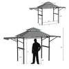 13.5' x 4' Patio BBQ Grill Gazebo 2-Tier Outdoor Grill Gazebo Canopy Shelter with Dual Side Awnings Shelves