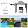 13.5' x 4' Patio BBQ Grill Gazebo 2-Tier Outdoor Grill Gazebo Canopy Shelter with Dual Side Awnings Shelves