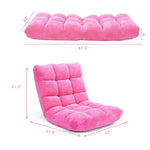 14-Position Adjustable Floor Chair Folding Lazy Sofa Chair Sleeper Bed with Back Support