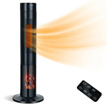 1500W Electric Space Heater PTC Ceramic Tower Heater with Remote Control & Realistic 3D Flame