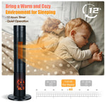 1500W Electric Space Heater PTC Ceramic Tower Heater with Remote Control & Realistic 3D Flame
