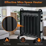 1500W Portable Electric Mica Space Heater with Adjustable Thermostat and Wheels