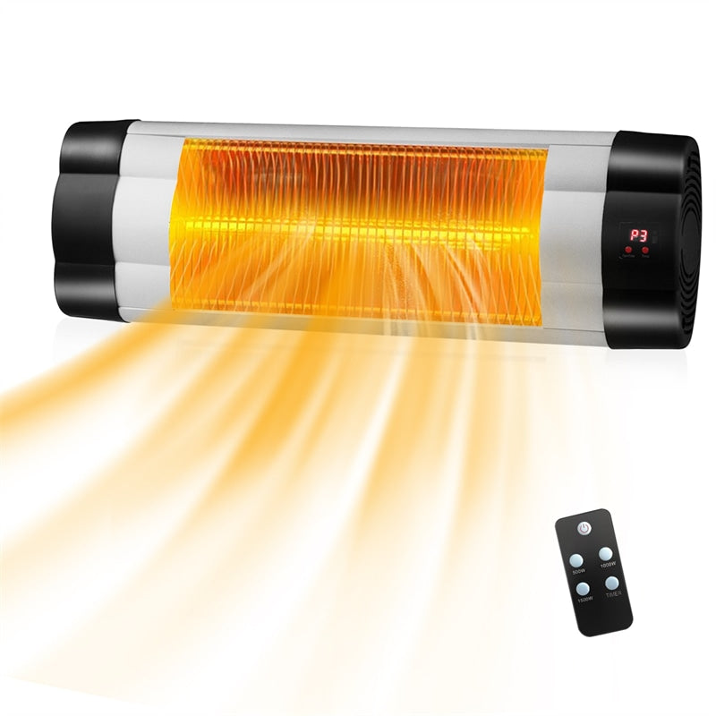 1500W Wall-Mounted Patio Heater Infrared Outdoor Heater with Remote Control & 3 Modes Adjustable