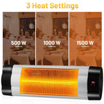 1500W Wall-Mounted Patio Heater Infrared Outdoor Heater with Remote Control & 3 Modes Adjustable