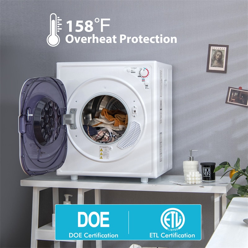 Electric Compact Laundry Portable Clothes Dryer Machine, with Stainless  Steel Drum and Built-in Filter, 5 Drying Modes, Easy Knob Control, for