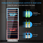 154-Bottle Dual Zone Wine Cooler Refrigerator 23.5" Freestaning Wine Cellar with Dual Temperature Control & Glass Door