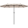 15Ft Double-Sided Patio Umbrella Twin Outdoor Market Umbrella with Hand-Crank