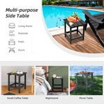 15” Square Outdoor Wood Slat End Table Patio Side Coffee Table for Poolside