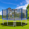 15ft Round Outdoor Enclosed Trampoline with Safety Enclosure Net and Basketball Hoop