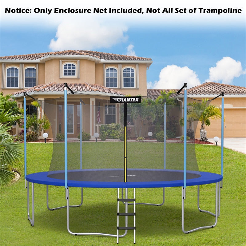 15FT Trampoline Net Replacement Weather-Resistant Trampoline Safety Enclosure with Double-Headed Zipper for 10 Poles
