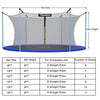 16FT Trampoline Net Replacement Weather-Resistant Trampoline Safety Enclosure with Double-Headed Zipper for 6 Poles