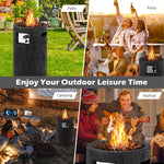 16" Round Electronic Ignition Propane Fire Pit 30,000 BTU Outdoor Gas Fireplaces with Waterproof Cover & Lava Rocks