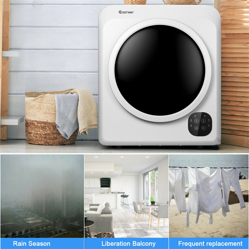 1700W Electric Portable Clothes Dryer Front Load Compact Tumble Laundry Dryer with 13.2lbs Capacity Stainless Steel Tub