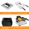 1700W Electric Deep Fryer 5.3QT/21-Cup Stainless Steel Countertop Fryer with Heating Element & Triple Basket