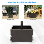 170lbs Filled Umbrella Base 2-in-1 Heavy Duty Umbrella Stand Square Market Umbrella Base with 2 Universal Wheels & Fillable Planter