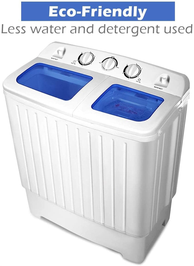  COSTWAY Portable Washing Machine, Twin Tub 20Lbs Capacity,  Washer(12Lbs) and Spinner(8Lbs), Compact Laundry Machines Durable Design  Energy Saving, Rotary Controller Drain Hose, Grey+White : Appliances
