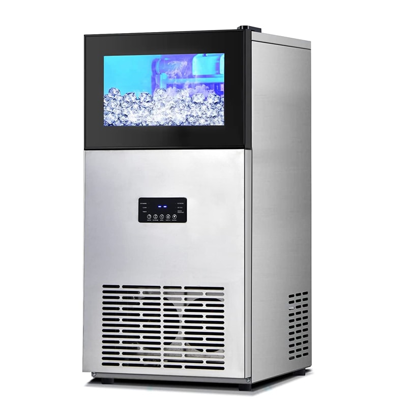 180LBS/24H Stainless Steel Commercial Ice Maker Machine with Self-Cleaning Function