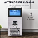 180LBS/24H Commercial Ice Maker Stainless Steel Freestanding Undercounter Ice Machine with Self-Cleaning Function & 35LBS Storage Bin