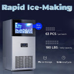 180LBS/24H Stainless Steel Commercial Ice Maker Machine with Self-Cleaning Function