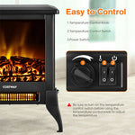 18 Inch Portable Electric Fireplace Stove 1400W Freestanding Fireplace Heater with Realistic Flame Effect