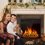 18" Electric Fireplace Insert, Freestanding Recessed Fireplace Heater w/ Remote Control, 7-Level Adjustable Flame, Overheat Protection, ETL Certified