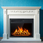 18" Electric Fireplace Insert, Freestanding Recessed Fireplace Heater w/ Remote Control, 7-Level Adjustable Flame, Overheat Protection, ETL Certified