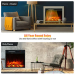 18" Electric Fireplace Insert, 1500W Recessed Wall-Mounted Freestanding Fireplace Heater with Remote, Adjustable Flame, Temperature, Timer, Thermostat