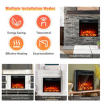 18" Electric Fireplace Insert, 1500W Recessed Wall-Mounted Freestanding Fireplace Heater with Remote, Adjustable Flame, Temperature, Timer, Thermostat