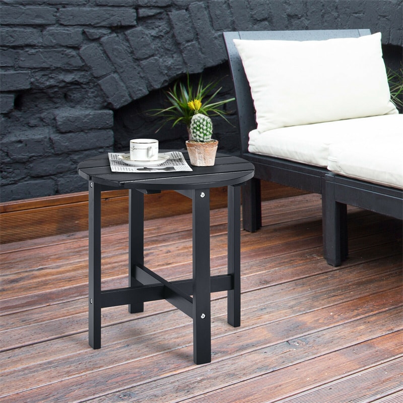 18’’ Outdoor Round Bistro Side Table Wood Slat End Table for Patio Garden Yard