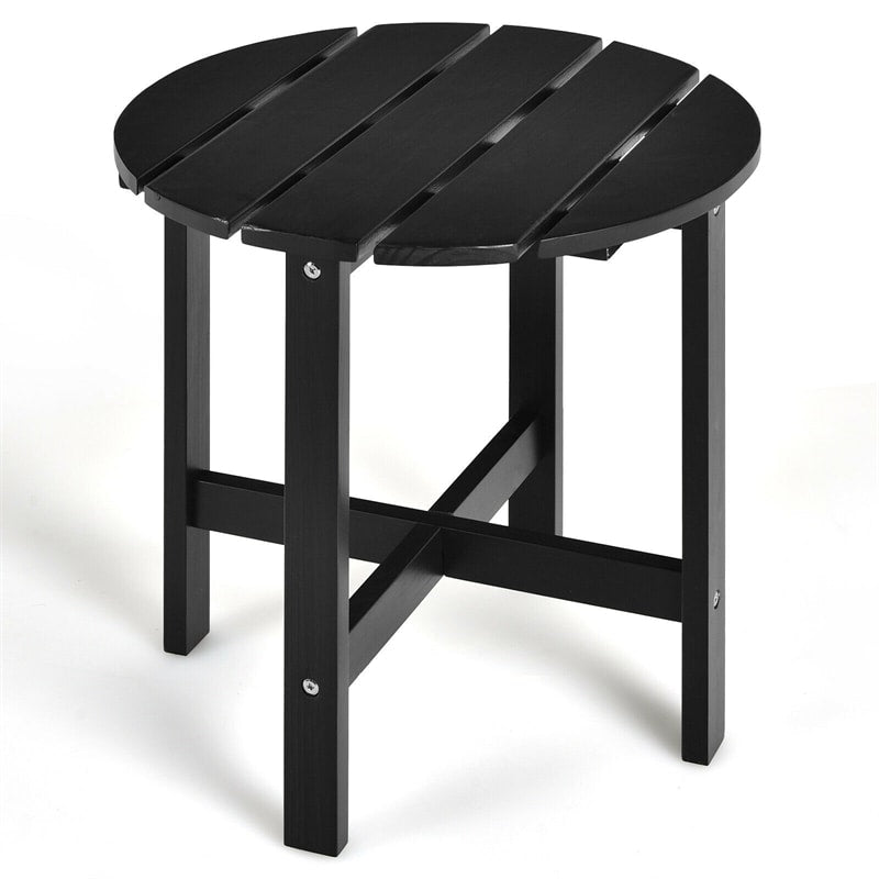 18’’ Outdoor Round Bistro Side Table Wood Slat End Table for Patio Garden Yard