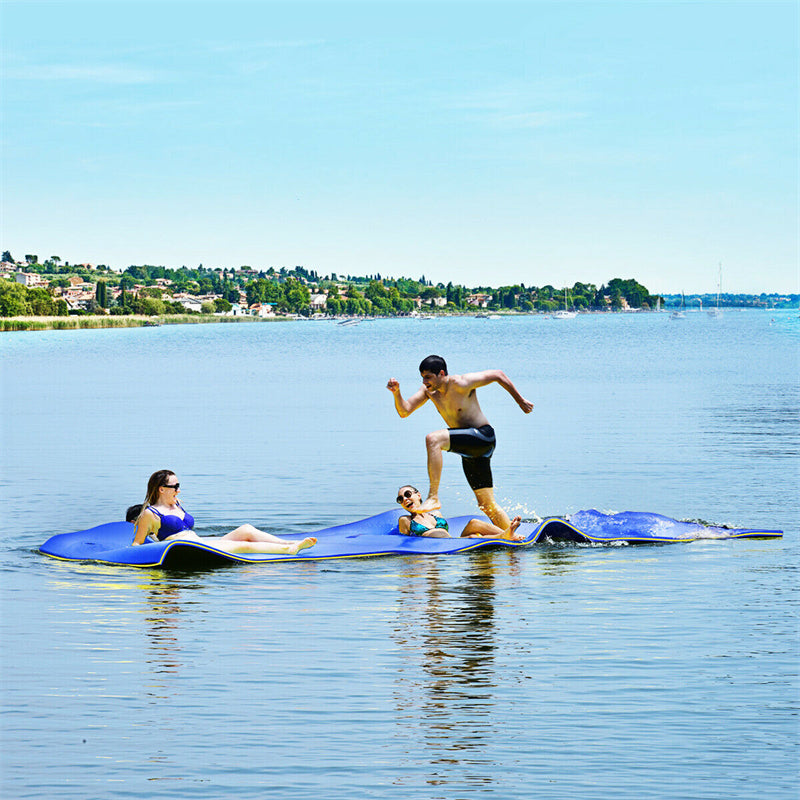18' x 6' Floating Water Pad 3 Layer Tear-Resistant XPE Foam Water Mat for Lake Beach Water Recreation