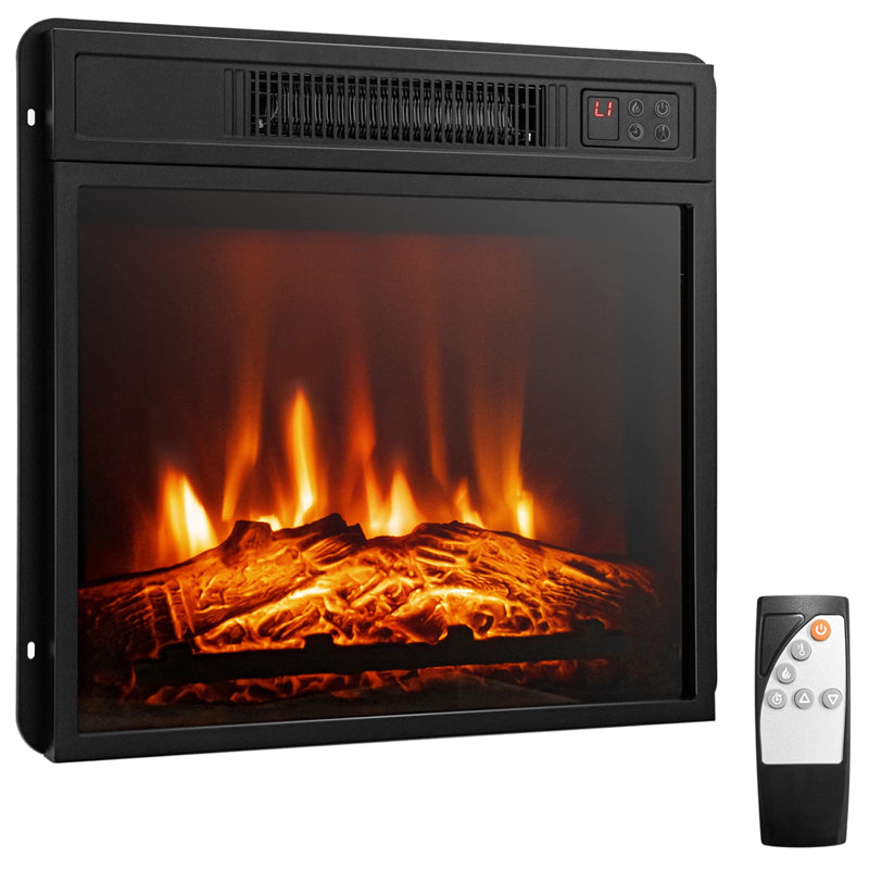 18" Electric Fireplace Insert 1400W Freestanding Recessed Fireplace with Adjustable Flame Thermostat Remote Control