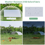 19ft Outdoor Metal Chicken Coop Run Galvanized Walk-in Poultry Cage with Cover