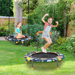 2-In-1 Convertible Saucer Tree Swing & Trampoline Set Kids Trampoline with Removable Handrail