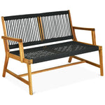 2-Person Acacia Wood Patio Bench Loveseat Chair for Balcony Porch