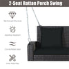 2-Person Outdoor Wicker Hanging Porch Swing Bench with Seat & Back Cushions