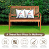 2-Person Solid Wood Garden Bench Outdoor Bench with Curved Backrest & Wide Armrest
