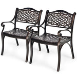 2-Piece Cast Aluminum Patio Bistro Chairs All-Weather Outdoor Dining Chairs with Curved Seats & Armrests