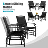 2-Seat Patio Rocking Chair Outdoor Double Glider Chair with Glass Table & Umbrella Hole