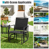 2-Seat Patio Rocking Chair Outdoor Double Glider Chair with Glass Table & Umbrella Hole