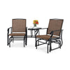 Bestoutdor Double Glider Chair 2-Seat Steel Patio Rocking Chair with Glass Table & Umbrella Hole