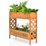 2-Tier Wood Raised Garden Bed Elevated Planter Box for Vegetable Flower Herb