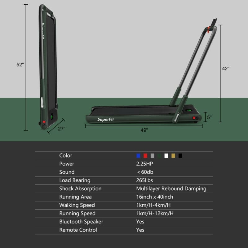 2-in-1 Folding Treadmill Under Desk Treadmill Electric Walking Machine with LED Display, APP & Remote Control