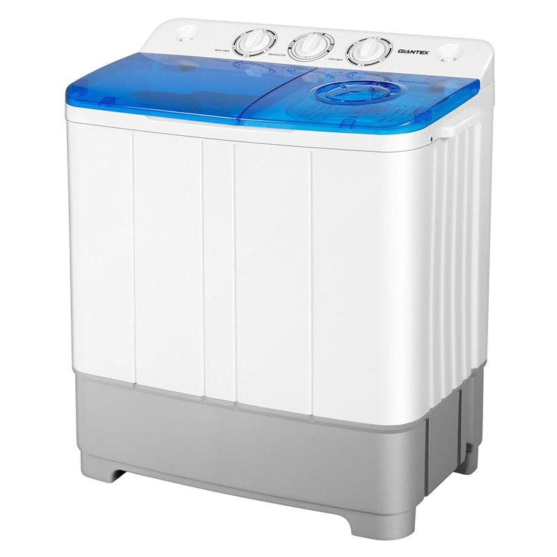 Portable Washing Machine 2-in-1 Mini Compact Twin Tub Laundry Washer Spin Dryer Combo 22LBS Capacity with Timer Control