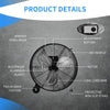 24" High-Velocity Industrial Drum Fan 3-Speed Portable Heavy-Duty Fan with Aluminum Blades & Built-in Wheels