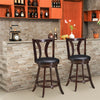 24" 360 Degree Swivel Bar Stools Set of 2 Leather Counter Height Stools with Backs