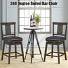 24 Inch 360° Swivel Upholstered Counter Height Bar Stool with Rubber Wood Legs