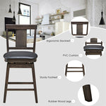 24 Inch 360° Swivel Upholstered Counter Height Bar Stool with Rubber Wood Legs
