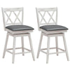25 Inch Swivel Bar Stools Set of 2 Upholstered Counter Height Bar Stools with Rubber Wood Legs & Ergonomic Backrest